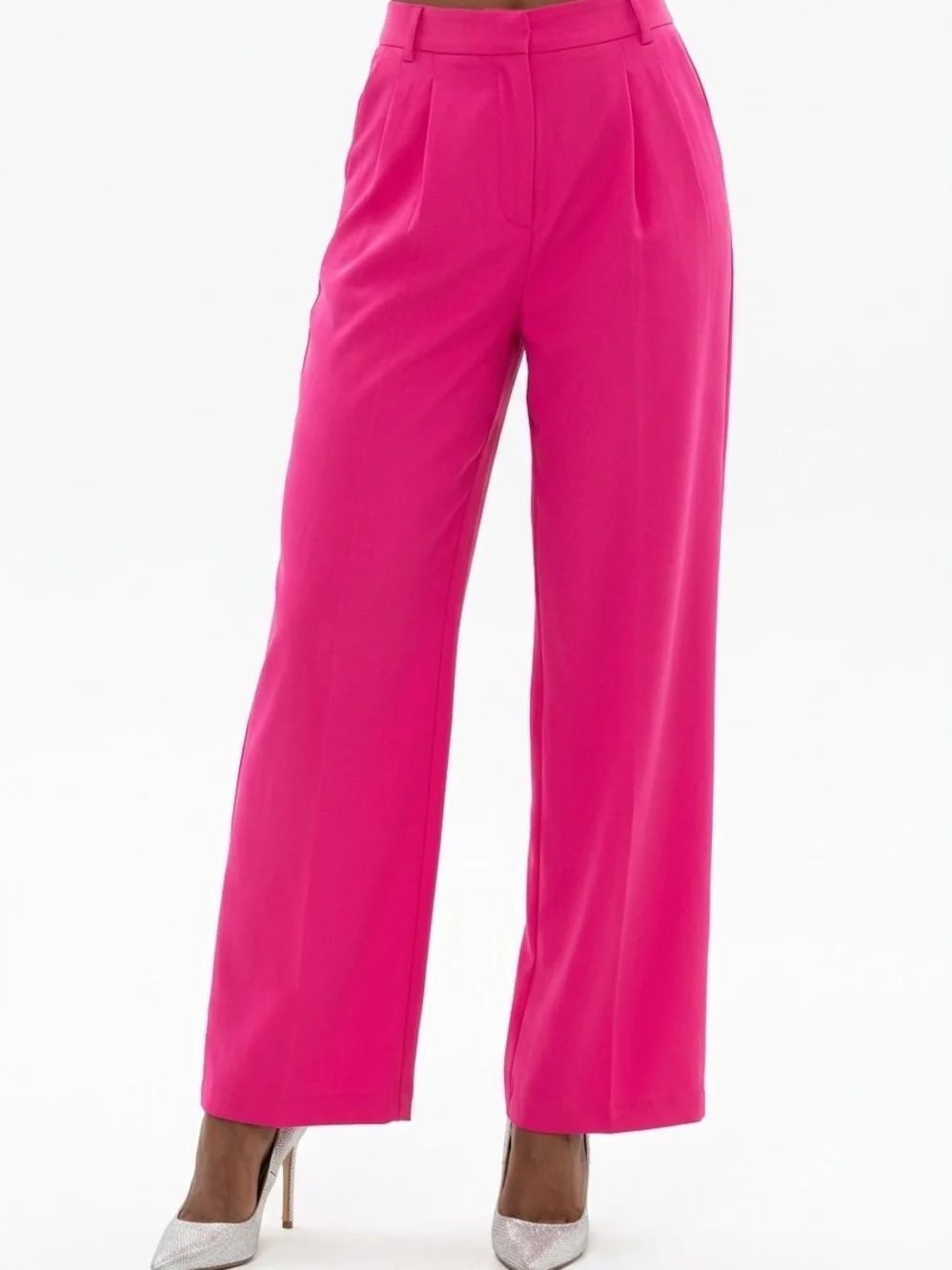 FLYING TOMATO | Bright Pink Wide-Leg High-Rise Dress Pants Women’s Size Large